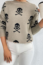 Load image into Gallery viewer, Graphic Mock Neck Dropped Shoulder Sweater
