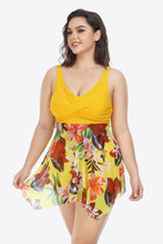 Load image into Gallery viewer, Plus Size Floral Two-Tone Asymmetrical Hem Two-Piece Swimsuit
