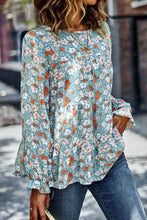 Load image into Gallery viewer, Floral Flounce Sleeve Tiered Blouse
