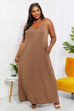 Load image into Gallery viewer, Zenana Full Size Beach Vibes Cami Maxi Dress in Mocha
