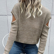 Load image into Gallery viewer, Heathered Cutout Turtleneck Sweater
