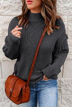 Load image into Gallery viewer, Fringe Detail Mixed Knit Sweater
