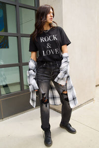 Simply Love Full Size ROCK ＆ LOVE Short Sleeve T-Shirt