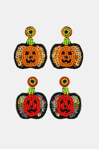 Pumpkin Shape Beaded Dangle Earrings