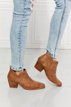 Load image into Gallery viewer, MMShoes Trust Yourself Embroidered Crossover Cowboy Bootie in Caramel
